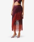 Burnt Wine Fringe Skirt