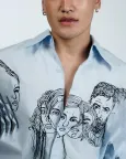 Handcrafted Diversity Stream Shirt(Powder Blue)