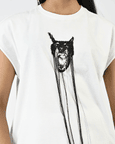Hand-embroidered Canine Top With Hanging Silk Threads (Women's) - White