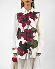 Fanged Floral Cotton Shirt - White