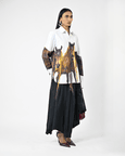 Horse Printed Cotton Shirt With Hanging Silk Threads and Synthetic Hair