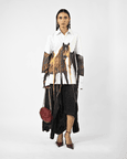 Horse Printed Cotton Shirt With Hanging Silk Threads and Synthetic Hair