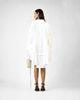 Fanged Floral Printed Ruffle-edged Shirt Dress