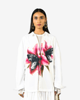 Fanged Floral Printed Ruffle-edged Shirt Dress