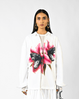 Fanged Floral Printed Ruffle-edged Shirt Dress