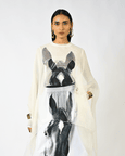 Horse Printed Sleeveless Organza Kaftan