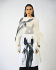 Horse Printed Sleeveless Organza Kaftan