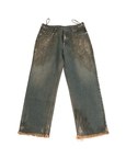 Straight Fit Denim With Hand-painted Whitewash Surface (Indigo)