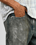 Straight Fit Denim With Hand-painted Whitewash Surface (Indigo)