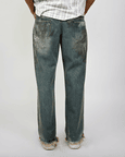 Straight Fit Denim With Hand-painted Whitewash Surface (Indigo)