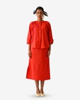 Mono Crimson Appliqué Skirt Set