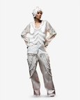 Ornament Patchwork Jacket & Drape Tassel Trouser Set