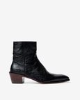 Ankle Boots With a Square Pointed Toe and Trapezoid Heel, Featuring a Side Zip Closure