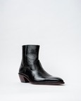 Ankle Boots With A Square Pointed Toe And Trapezoid Heel, Featuring A Side Zip Closure