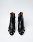 Ankle Boots With A Square Pointed Toe And Trapezoid Heel, Featuring A Side Zip Closure