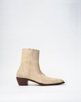 Cowboy Ankle Boots With a Square Pointed Toe and Trapezoid Heel, Featuring a Side Zip Closure