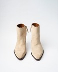 Cowboy Ankle Boots With a Square Pointed Toe and Trapezoid Heel, Featuring a Side Zip Closure