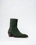 Cowboy Ankle Boots With a Square Pointed Toe and Trapezoid Heel, Featuring a Side Zip Closure
