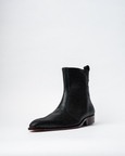 Cowboy Ankle Boots With a Square Pointed Toe and Trapezoid Heel, Featuring a Side Zip Closure