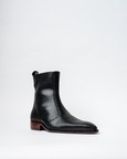 Cowboy Ankle Boots With a Square Pointed Toe and Trapezoid Heel, Featuring a Side Zip Closure