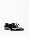 Laced Wholecut Shoes With a Square Pointed Toe and Stacked Heel