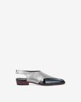 Classic Metallic Silver and Black Criss-cross Strap Velcro Sandal
