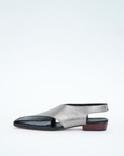 Classic Metallic Silver and Black Criss-cross Strap Velcro Sandal