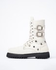 Hair-on Studded Combat Boots