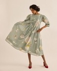 Cornflower Pleated Dress