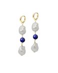 Deux Pearl Lapis Drop Earrings
