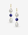 Deux Pearl Lapis Drop Earrings