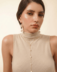 Deux Pearl Lapis Drop Earrings
