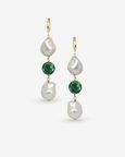 Deux Pearl Malachite Drop Earrings