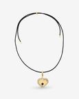 Cord Halo Heart Lapis Charm Necklace