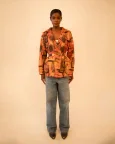 Nira- Cropped Abstract Print Silk Trech Coat