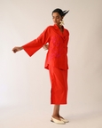 Mono Crimson Psyflora Appliqué Top