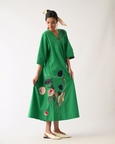 Emerald Mayflower Appliqué Dress