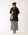 Mono Black Cuban Collar Appliqué Top