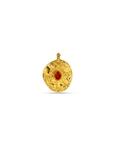 Vintage Totem Gold Charm with Red Stone