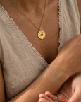 Vintage Totem Gold Charm with Red Stone