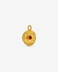 Vintage Totem Gold Charm with Red Stone