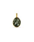 Green Marbled Stone Oval Gold Charm