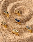 Clover Leaf Lapis Lazuli Studded Signet