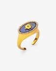 Clover Leaf Lapis Lazuli Studded Signet