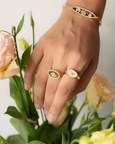 Evil Eye Tiger Eye Stuuded Signet Ring