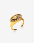 Evil Eye Tiger Eye Stuuded Signet Ring