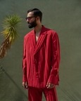 Pleated Ember Red Suit