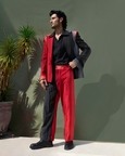 Pleated Red Inferno Ombré Suit