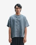 Slate Linen Men's Half Sleeves Panelled Shirt Kurta