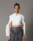 Tie-Up Sleeves Cropped  Shirt